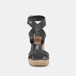 Aldona Wedges Black Leather