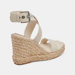 Aldona Wedges Ivory Leather