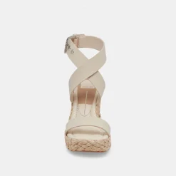 Aldona Wedges Ivory Leather