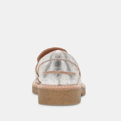 Arabel Loafers Silver Distressed Leather