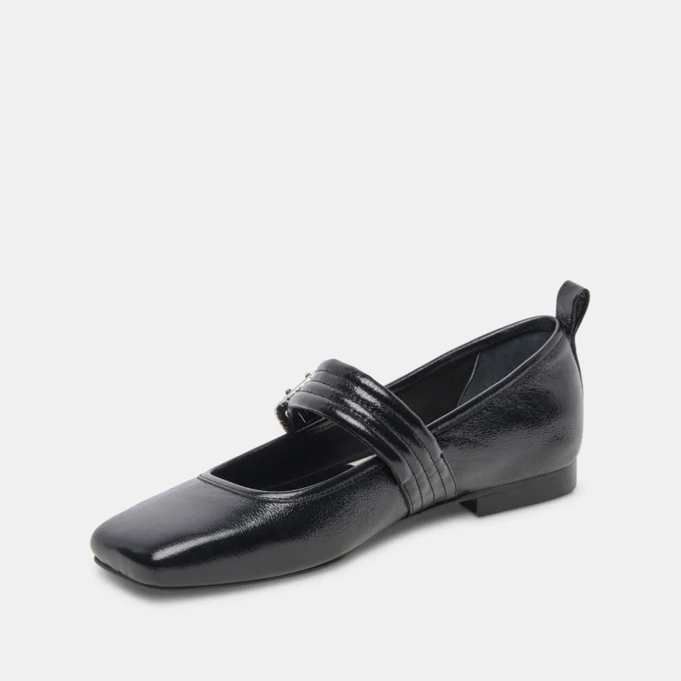 Arora Ballet Flats Midnight Crinkle Patent
