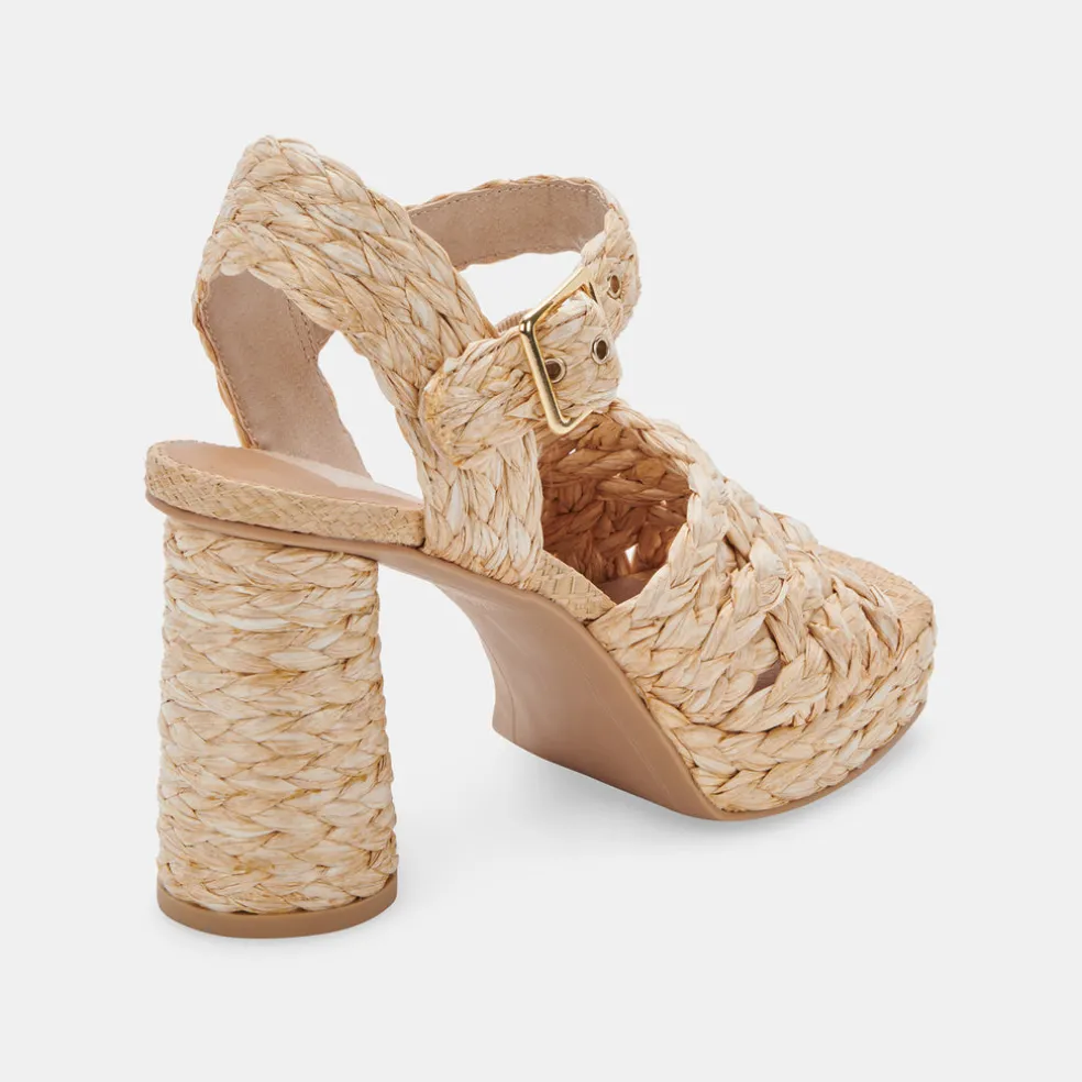 Asher Heels Lt Natural Raffia
