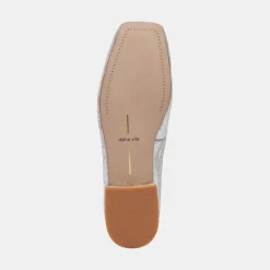 Ashya Ballet Flats Silver Distressed Leather