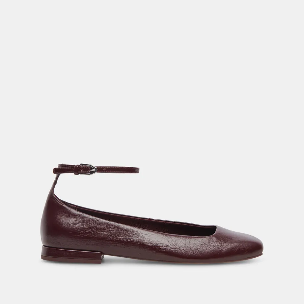 Ashya Ballet Flats Wine Crinkle Patent