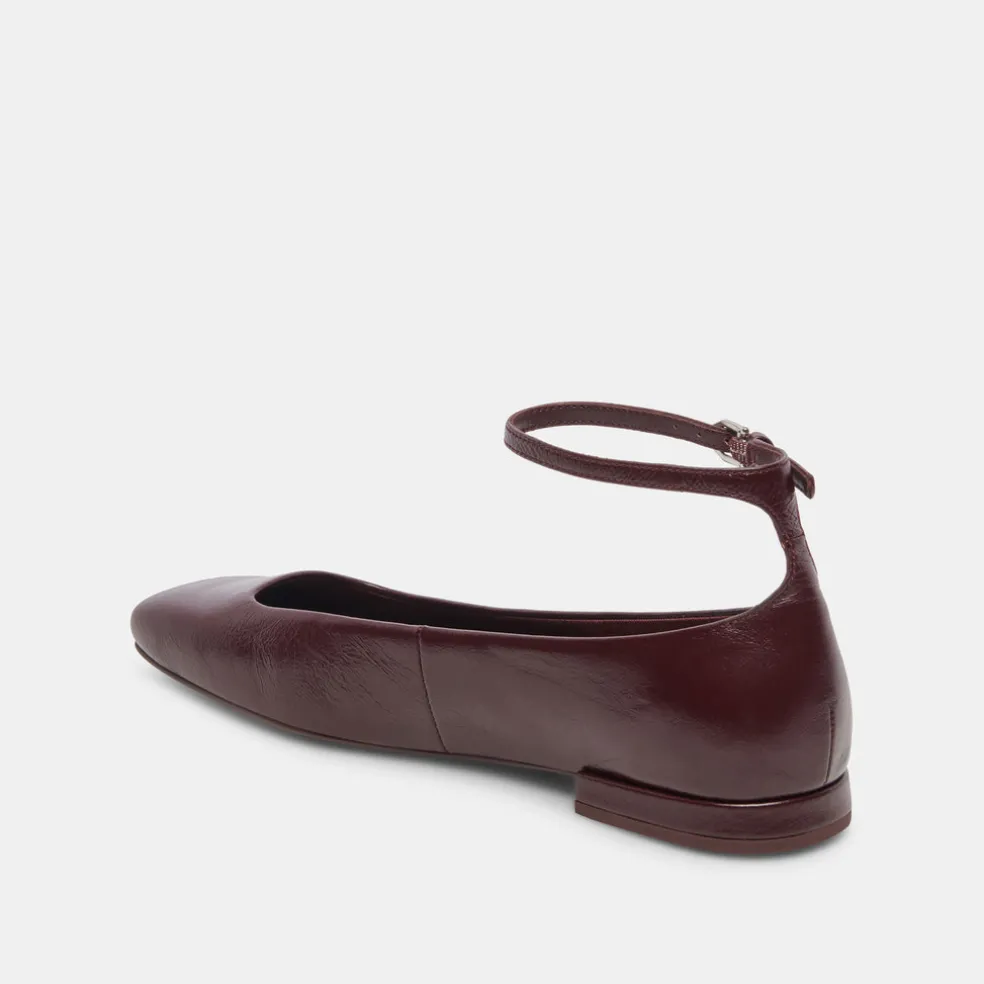 Ashya Ballet Flats Wine Crinkle Patent
