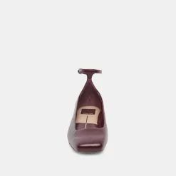 Ashya Ballet Flats Wine Crinkle Patent