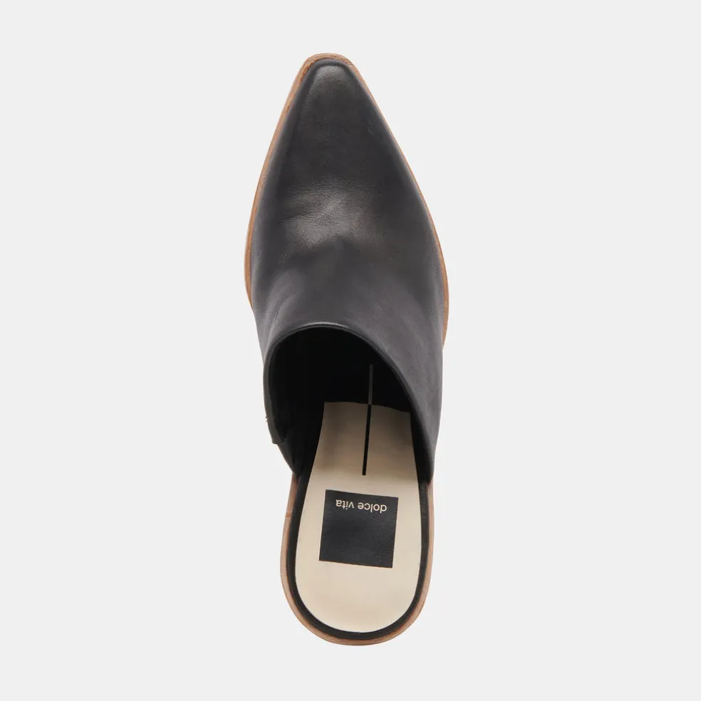 Beema Mules Black Leather