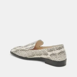 Beny Flats Grey White Snake Embossed