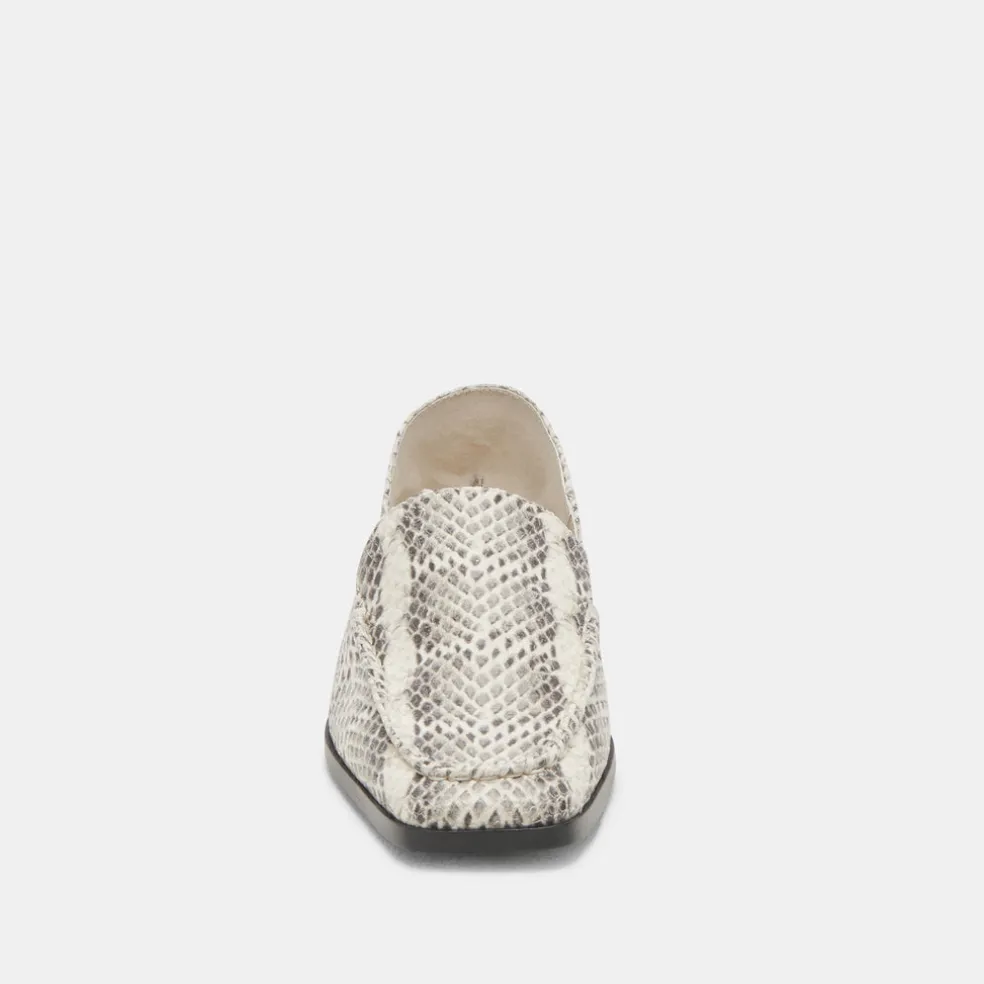 Beny Flats Grey White Snake Embossed