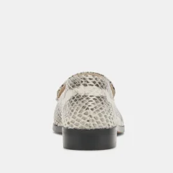 Beny Flats Grey White Snake Embossed