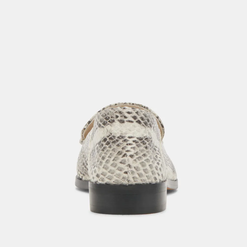 Beny Flats Grey White Snake Embossed