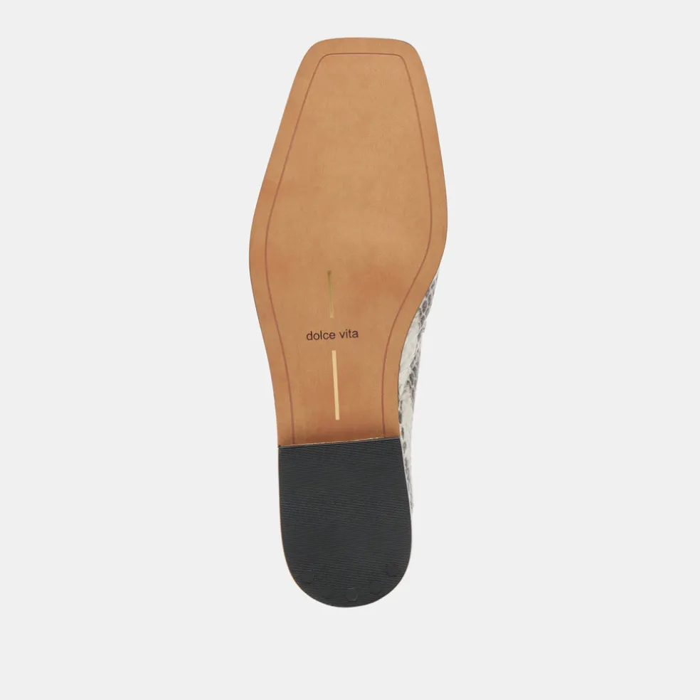 Beny Flats Grey White Snake Embossed