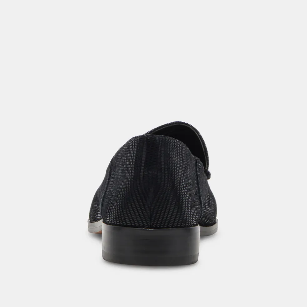 Beny Flats Onyx Embossed Leather