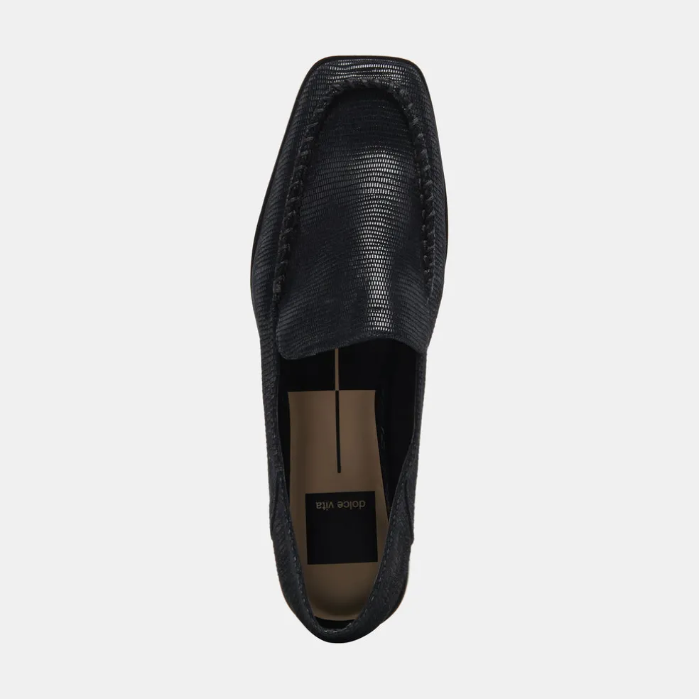 Beny Flats Onyx Embossed Leather