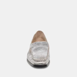 Beny Flats Silver Distressed Leather