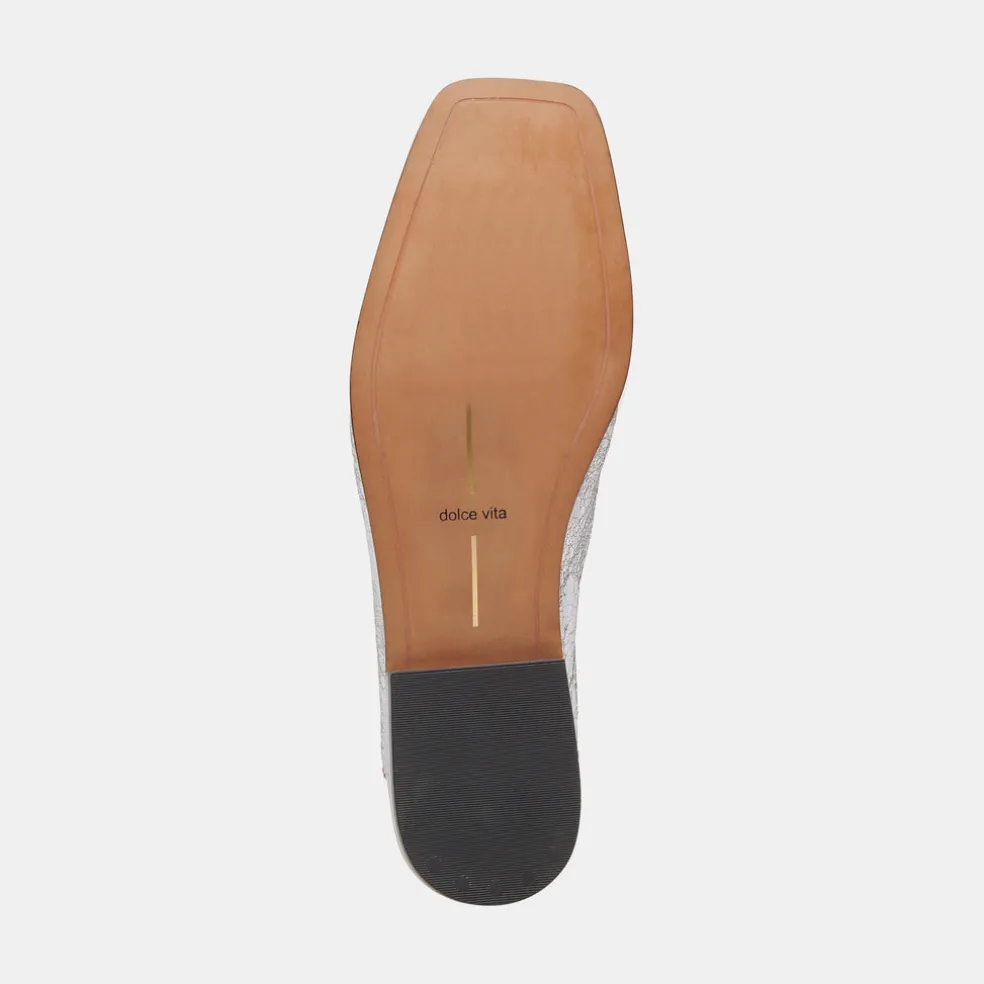 Beny Flats Silver Distressed Leather
