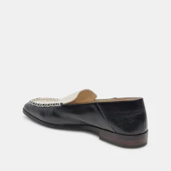 Beny Flats White Black Crinkle Patent