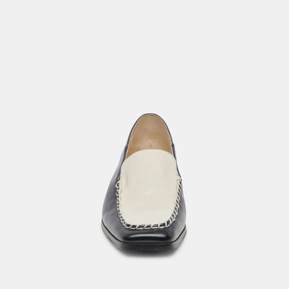 Beny Flats White Black Crinkle Patent