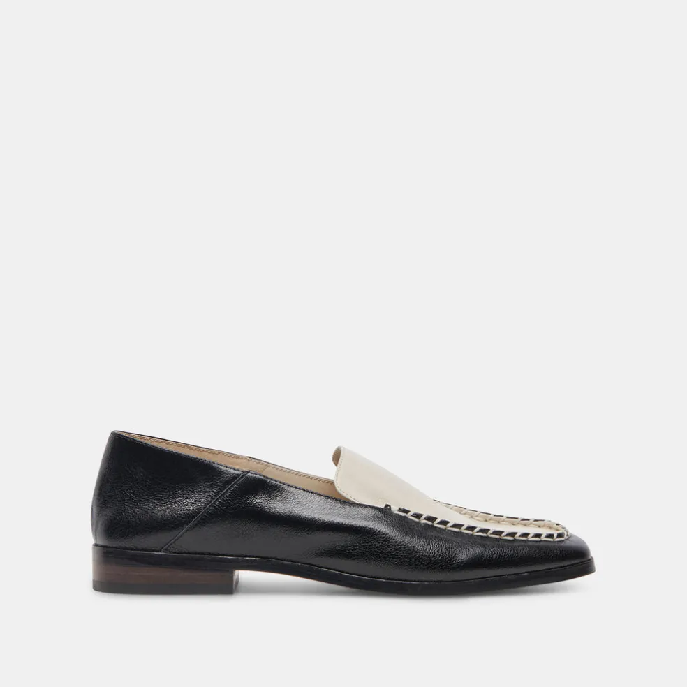Beny Flats White Black Crinkle Patent