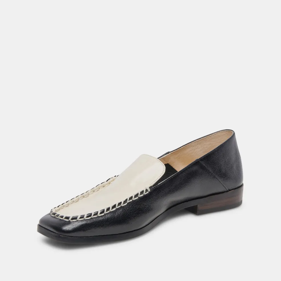 Beny Flats White Black Crinkle Patent