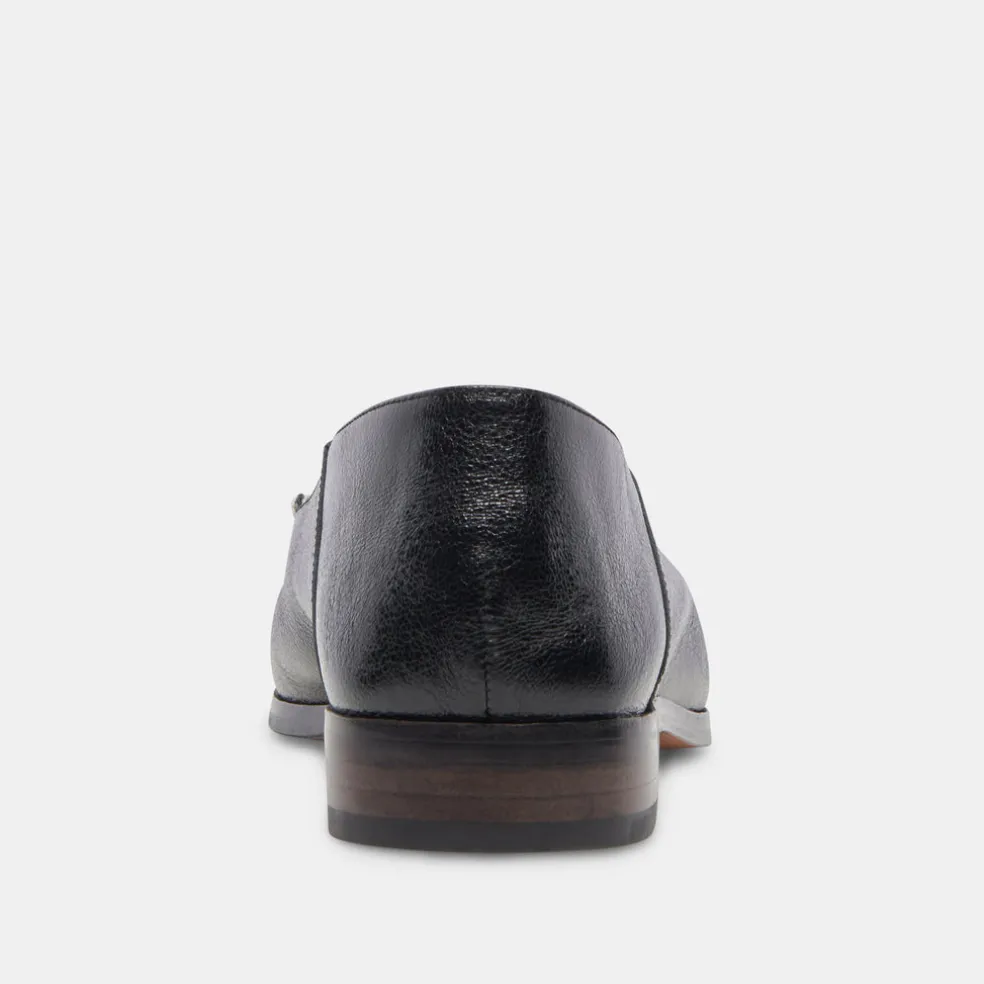 Beny Wide Flats White Black Crinkle Patent