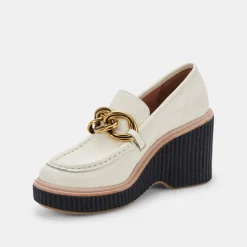 Brenan Wedges Off White Leather