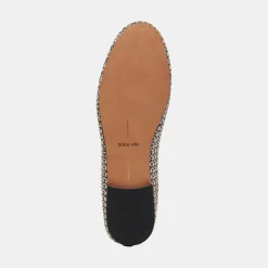 Cacy Ballet Flats White Black Raffia