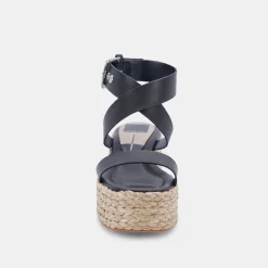 Cannes Sandals Black Leather