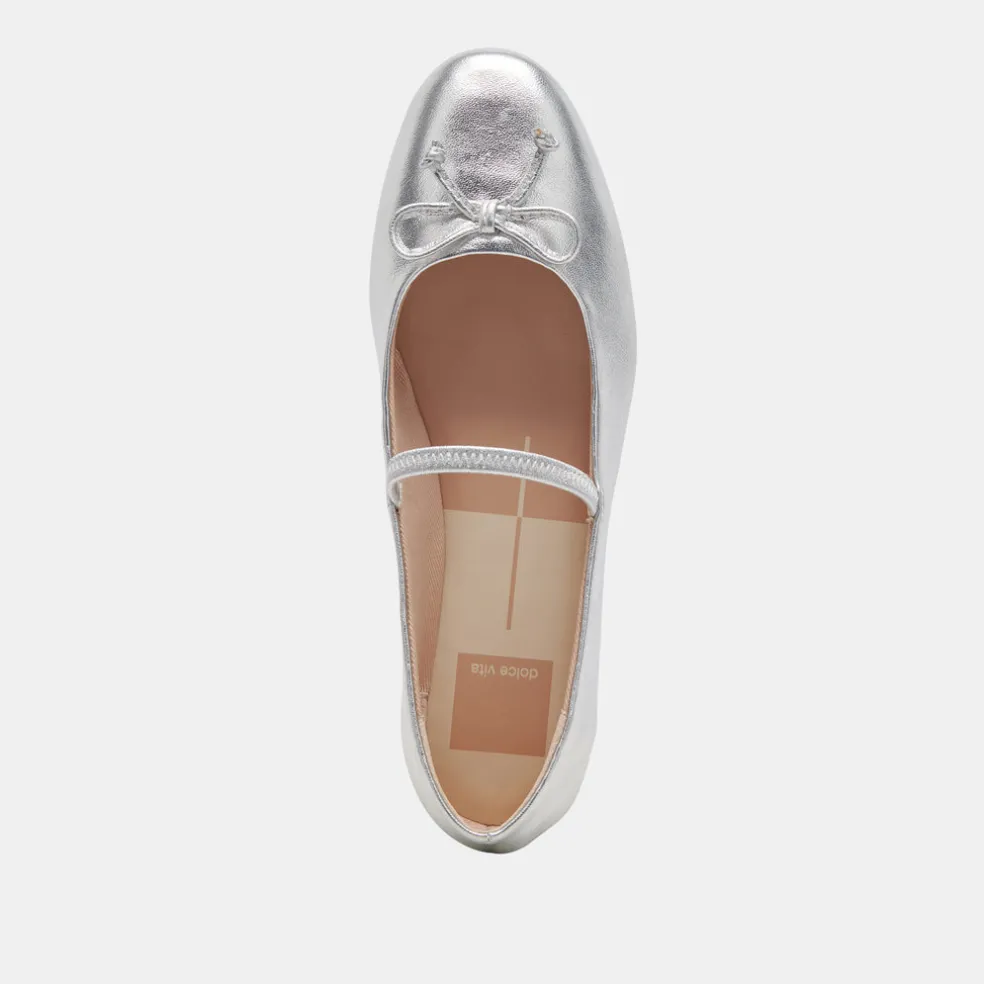 Carin Ballet Flats Silver Metallic Leather
