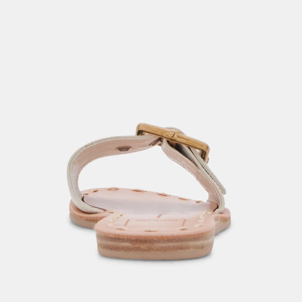 Dasa Sandals Eggshell Embossed Leather