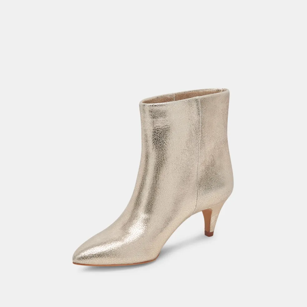 Dee Wide Booties Platinum Distressed Leather
