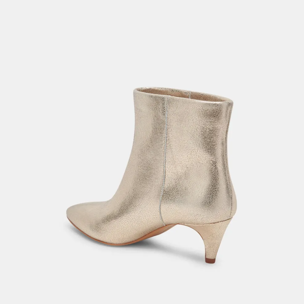 Dee Wide Booties Platinum Distressed Leather