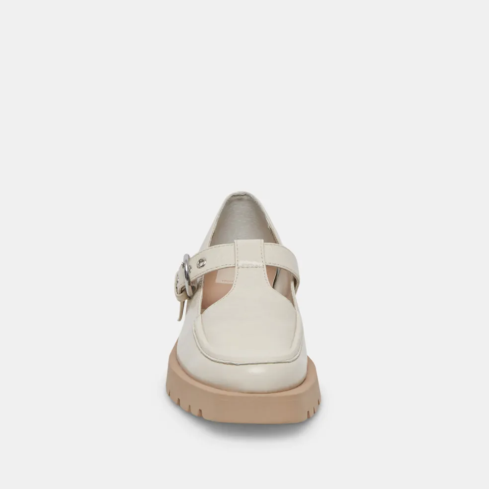 Ebbie Flats Ivory Patent Leather