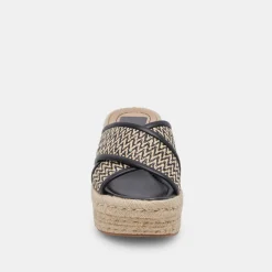 Eldora Heels White Black Raffia