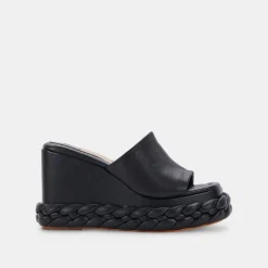 Elene Wedges Black Leather