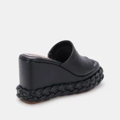 Elene Wedges Black Leather