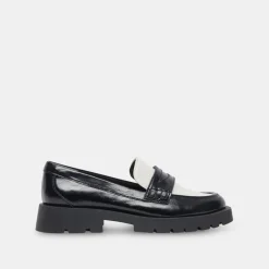 Elias Flats Black White Crinkle Patent
