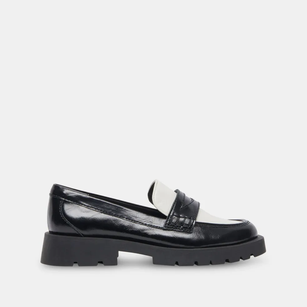 Elias Flats Black White Crinkle Patent