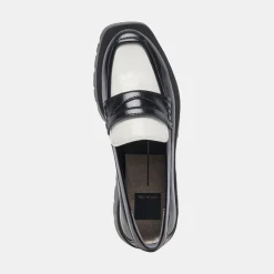 Elias Flats Black White Crinkle Patent