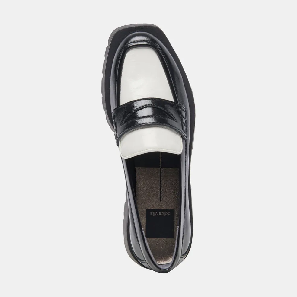 Elias Flats Black White Crinkle Patent