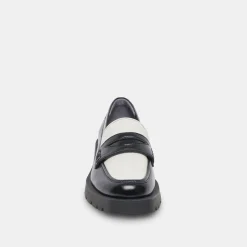 Elias Flats Black White Crinkle Patent