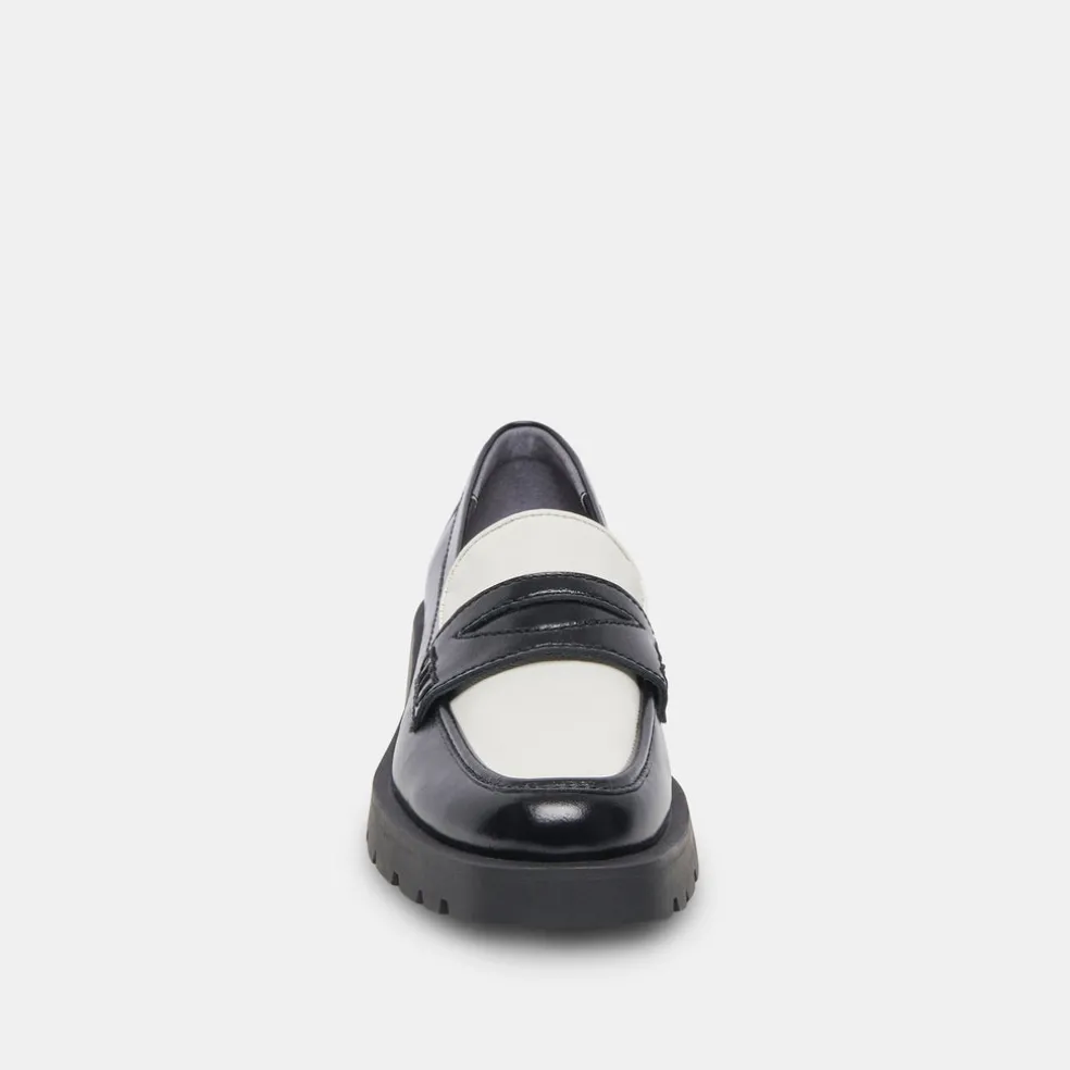 Elias Flats Black White Crinkle Patent
