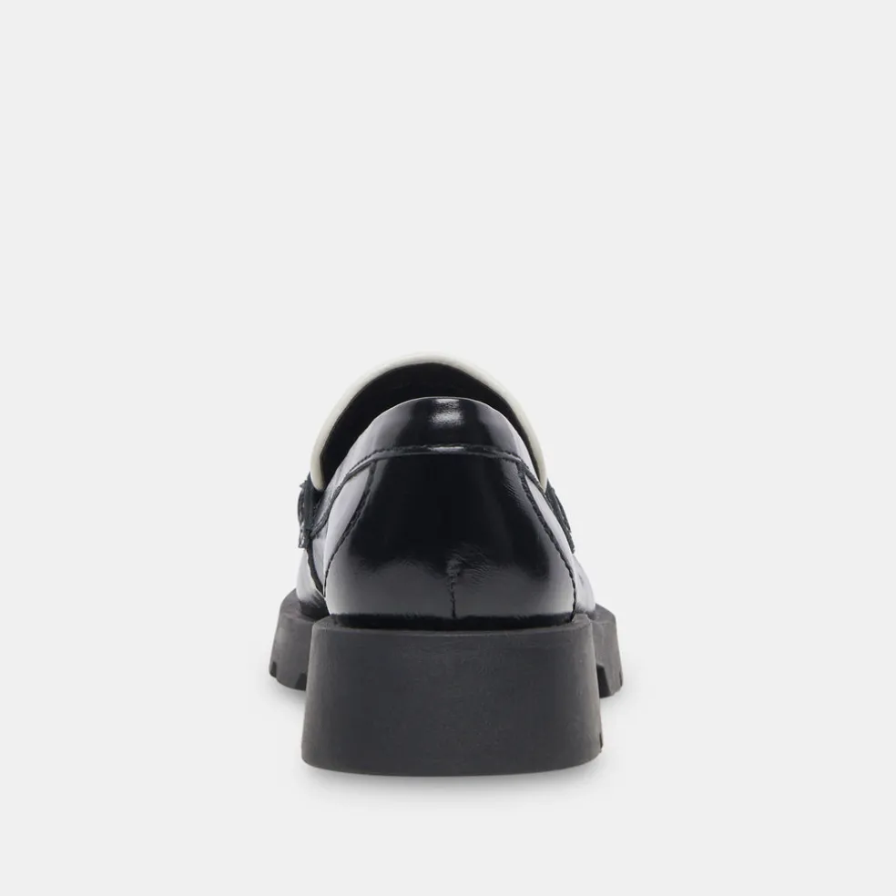 Elias Flats Black White Crinkle Patent