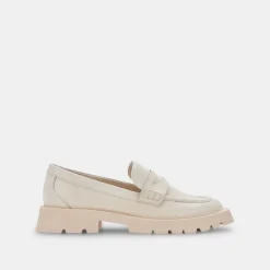 Elias Flats Ivory Embossed Leather