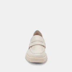 Elias Flats Ivory Embossed Leather