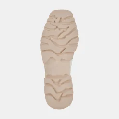 Elias Flats Ivory Embossed Leather