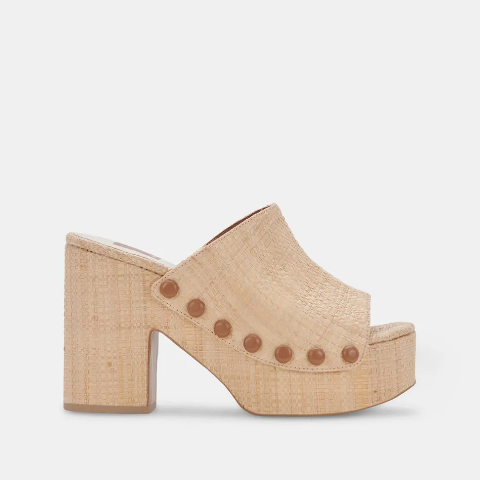 Emol Heels Lt Natural Raffia