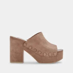 Emol Heels Mushroom Suede