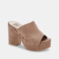 Emol Heels Mushroom Suede