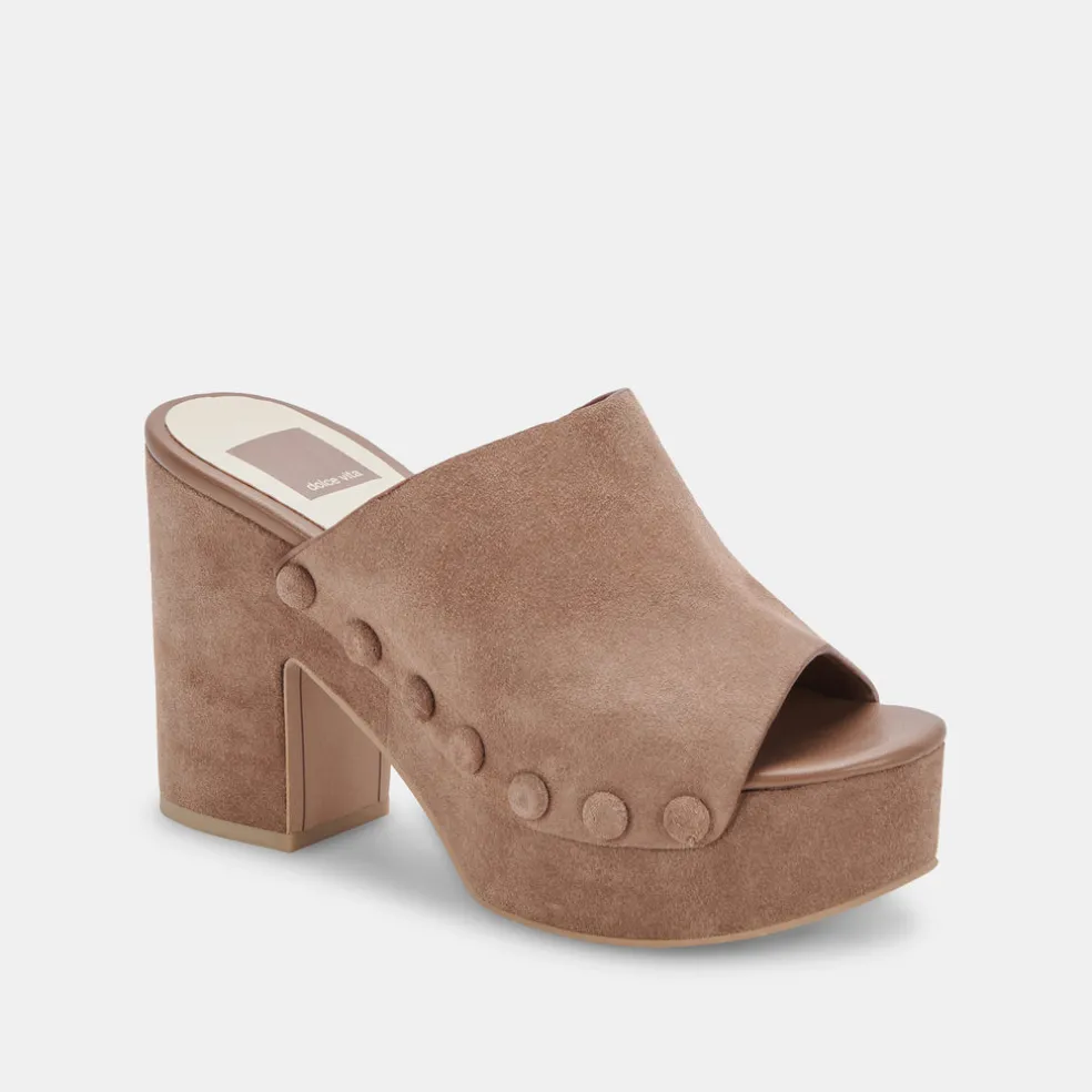 Emol Heels Mushroom Suede